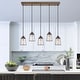 preview thumbnail 3 of 18, Farmsy Modern Farmhouse Linear Faux Wood Metal Chandelier Glass Adjustable Kitchen Island Pendant for Dining Room