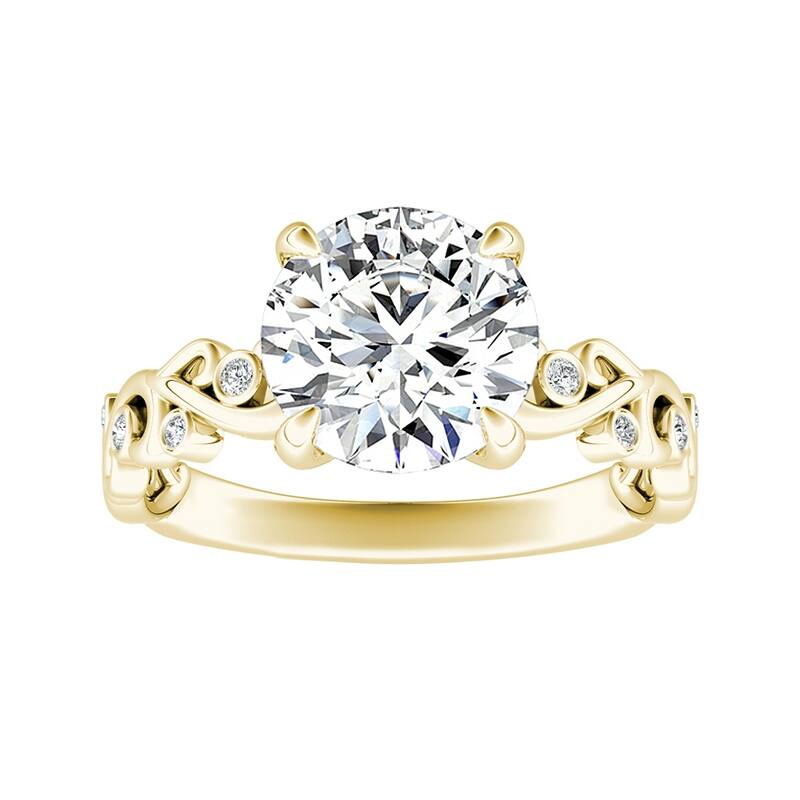 Auriya 14k Gold 3ctw Vintage Solitaire Moissanite Engagement Ring - Yellow - 4.5