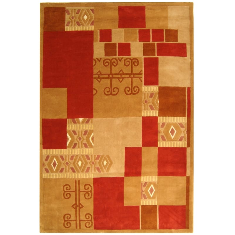 SAFAVIEH Handmade Rodeo Drive Madilyn Mid-Century Modern Abstract Wool - 3' 6" x 5' 6" - Assorted - Rectangle