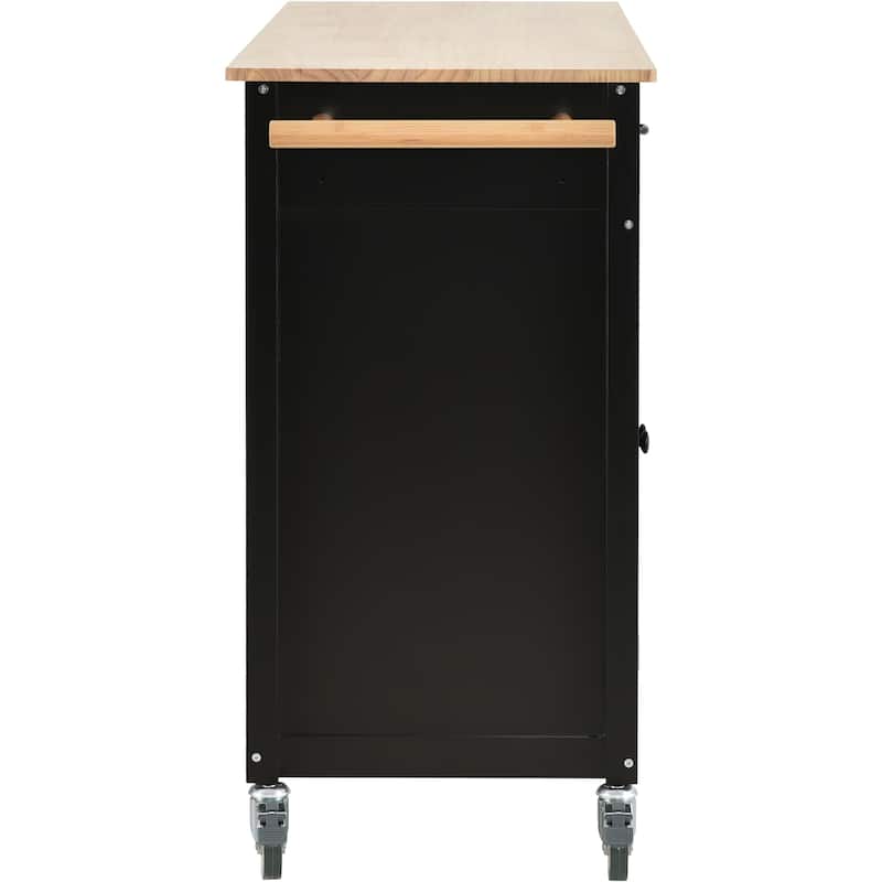 Kitchen Island Cart With Solid Wood Top And Locking Wheels(no include stool)