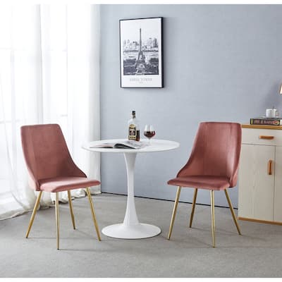 Porthos Home Pella Dining Chairs Set of 2, Velvet, Gold Chrome Legs