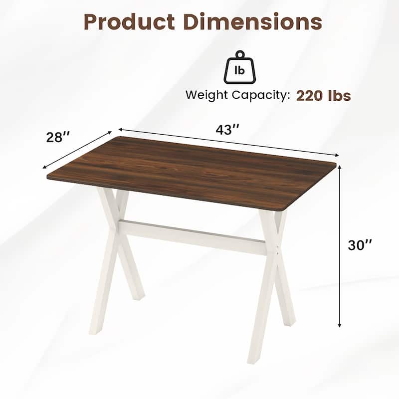 Gymax Dining Table w/ X-shaped Frame Wood Grain Texture Tabletop