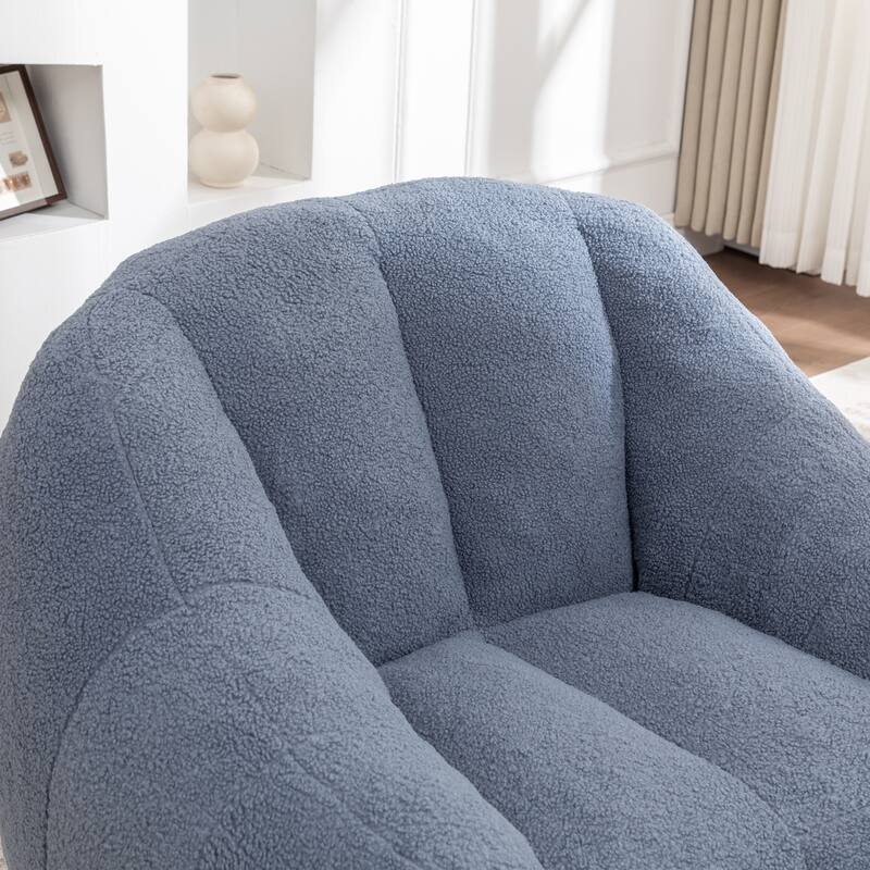 Teddy Tufted Bean Bag Chair, Faux Fur Bean Bag Sofa with Memory Foam, Fluffy Lazy Floor Sofa with Large Armrests