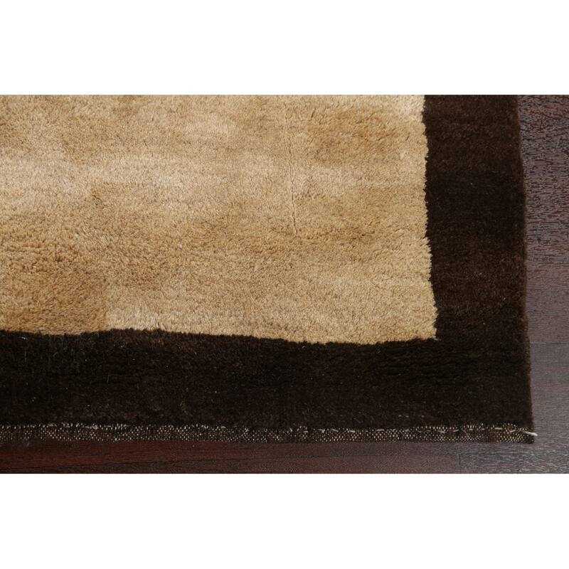 Hand Knotted Oriental 100% Wool Carpet Modern Contemporary Beige & Ivories Gabbeh Area Rug - 4' 9'' X 3' 4''