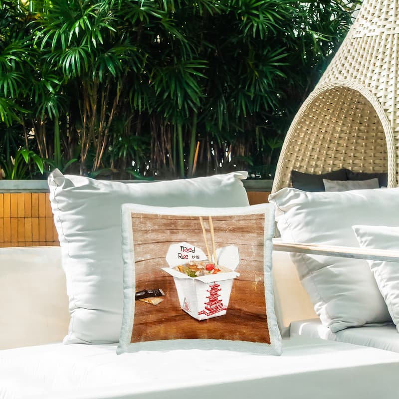 Stupell Fried Rice Takeout Box Printed Outdoor Throw Pillow Design by Juliet Rose Philips