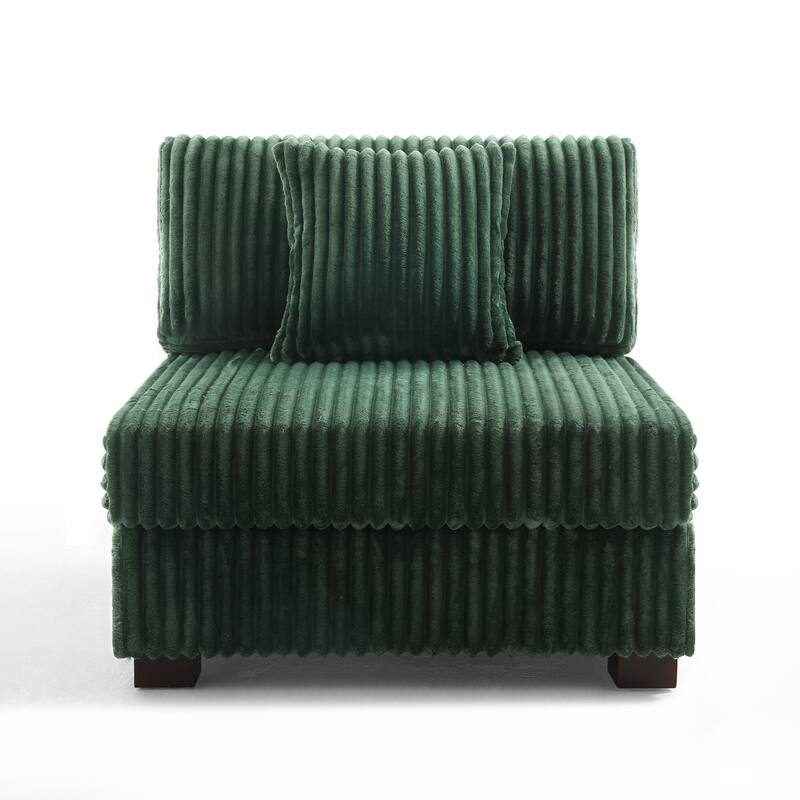 35.7" W Plush Corduroy Upholstered Armless Modular Sofa Chair