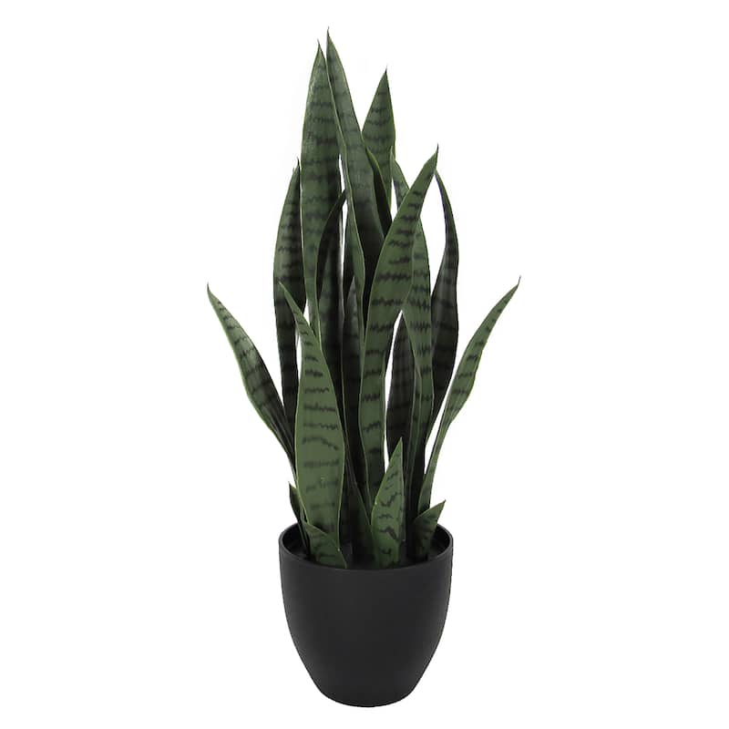 Artificial Sansevieria Snake Plant in Black Pot - 26" H x 12" D - Green