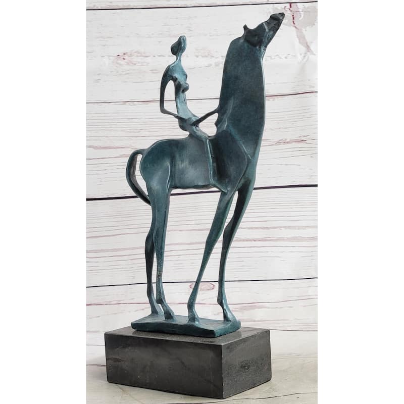 Salvador Dali Abstract Modern Artwork Woman On Imitative Horse Bronze Sculpture Statue