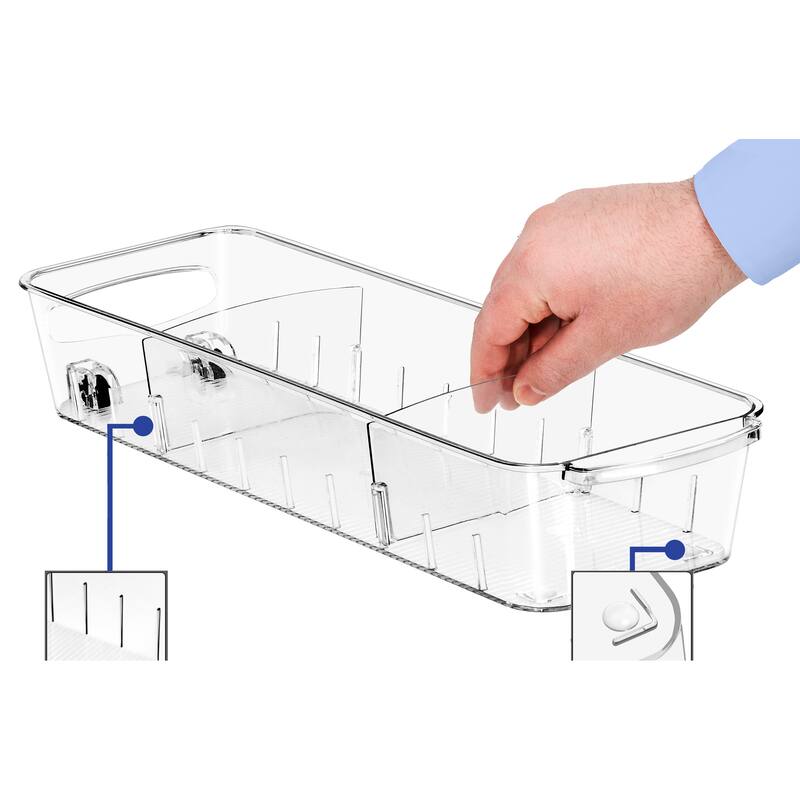 Sorbus Clear Organizing Bins on Wheels - 15.4 x 5.1 x 3.8
