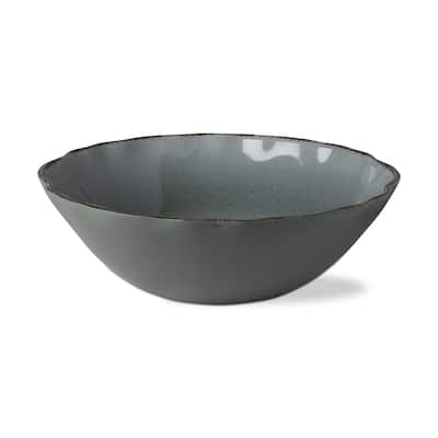 11.8"x11.8" Veranda Cracked Glazed Solid Wavy Edge Melamine Serveware Bowl Dishwasher Safe Indoor Outdoor Slate Blue