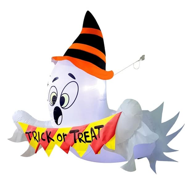 Joyfy 5ft Trick or Treat Ghost Inflatable Breaking Out from Window with ...