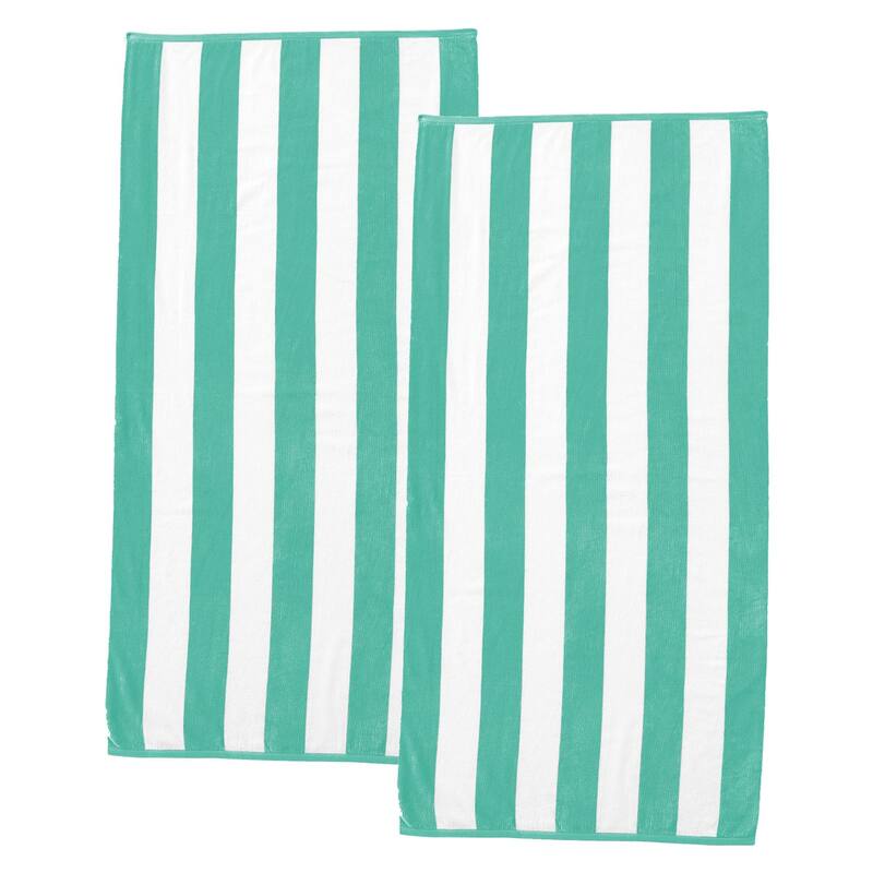 Linery & Co. Cotton Stripe Beach Towel, 4 Pack - 30" x 60" - 2 Pack- 30" x 60" - Teal