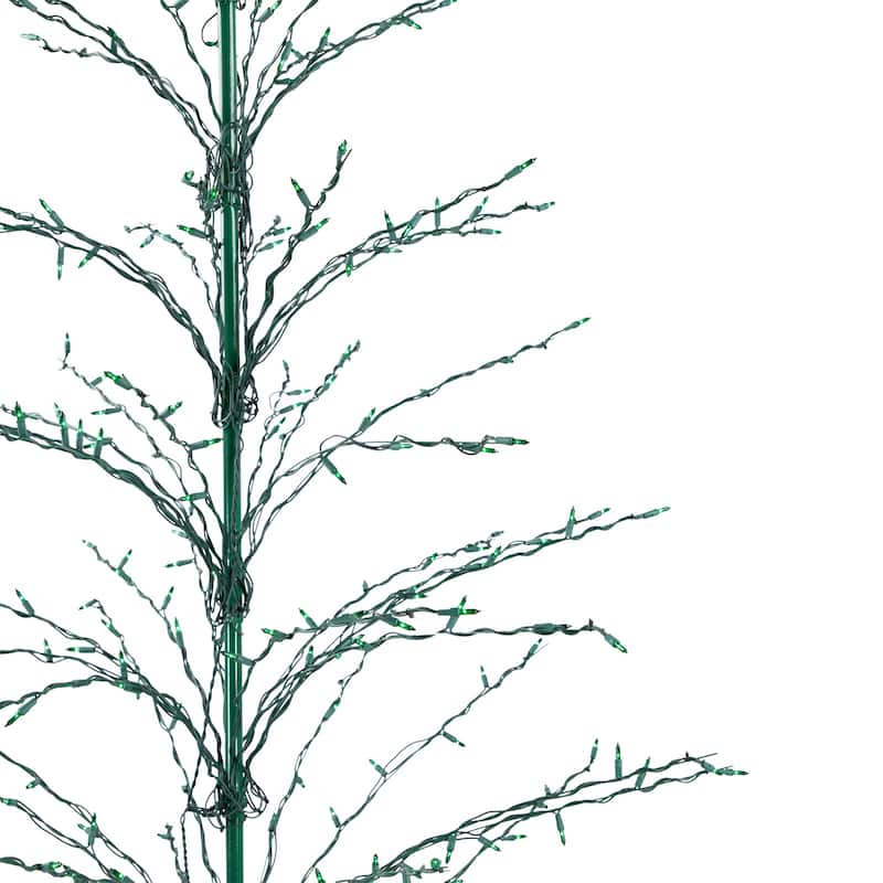 9' Black Pre-Lit Artificial Cascade Twig Christmas Tree - Green Lights - 9 Foot