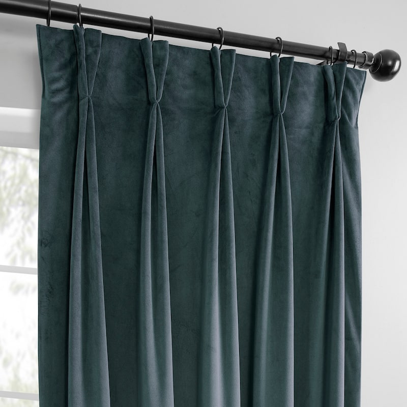Exclusive Fabrics French Pleat Heritage Plush Velvet Room Darkening Curtains For Bedroom & Living Room Curtains (1 Panel)