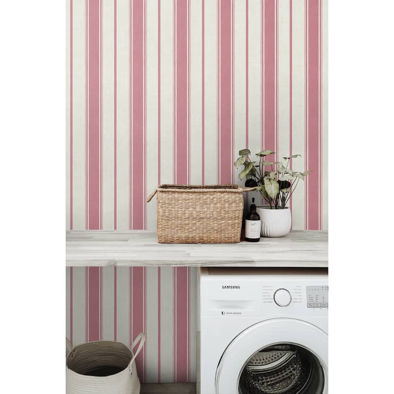 Seabrook Designs Eliott Linen Stripe Nonwoven Unpasted Wallpaper