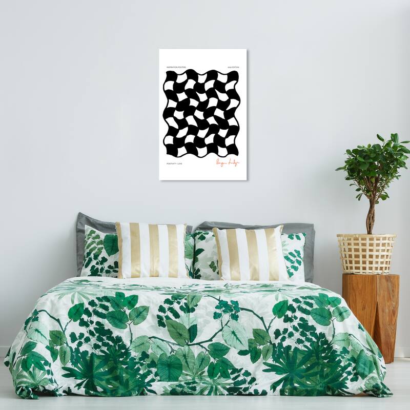 Wynwood Studio Canvas Abstract Check Mesh Black and Modern & Contemporary Wall Art Canvas Print - 24 x 36