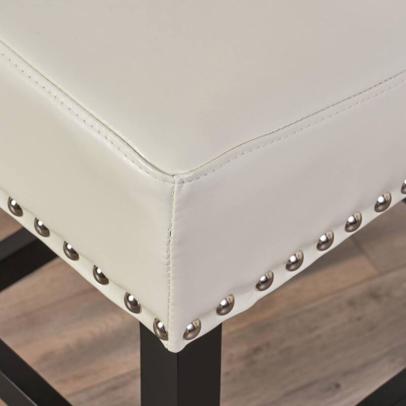 Modern Set of 2 Leather Counter Stools with Nail head Decoration and Upholstered for Bedroom and Dining Room