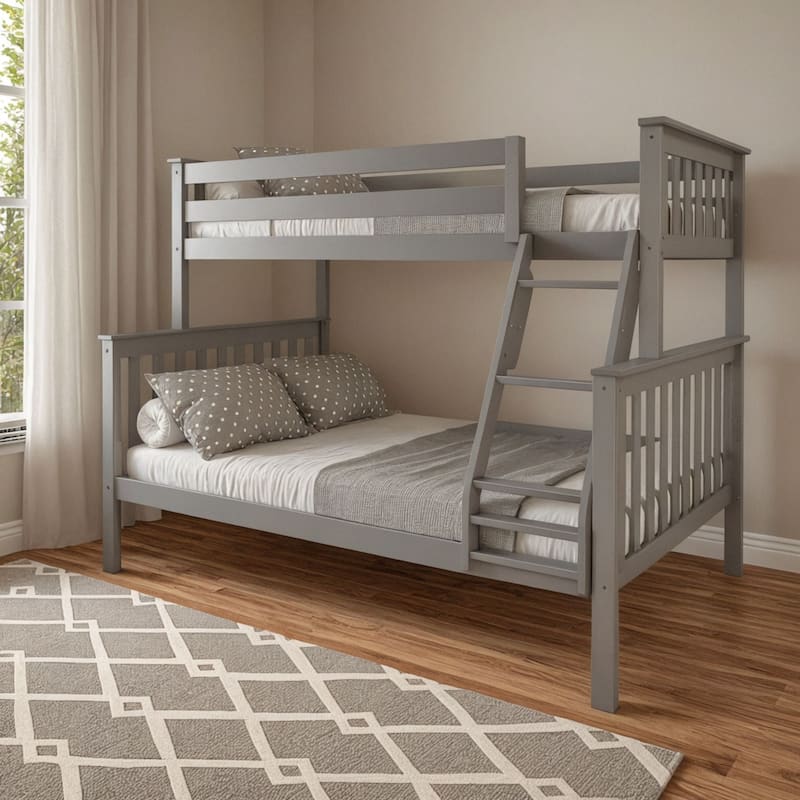 Now Furniture Twin Over Full Bunk Bed with Angled Ladder - Grey