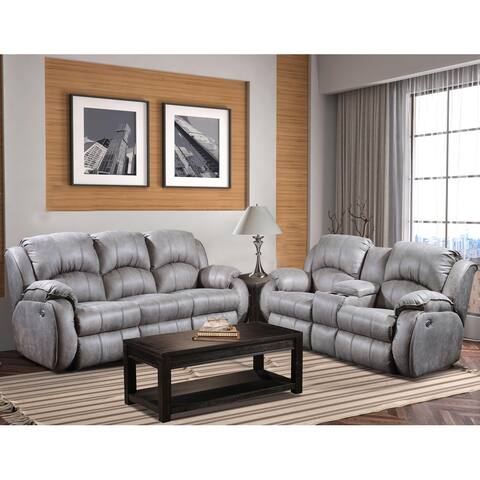Cagney Grey Faux Leather Power Headrest Reclining Sofa