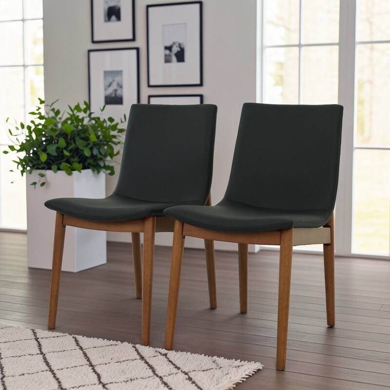 Maralunga Solid Wood Italian Style Linen Dining Chair (Set of 2) - Black