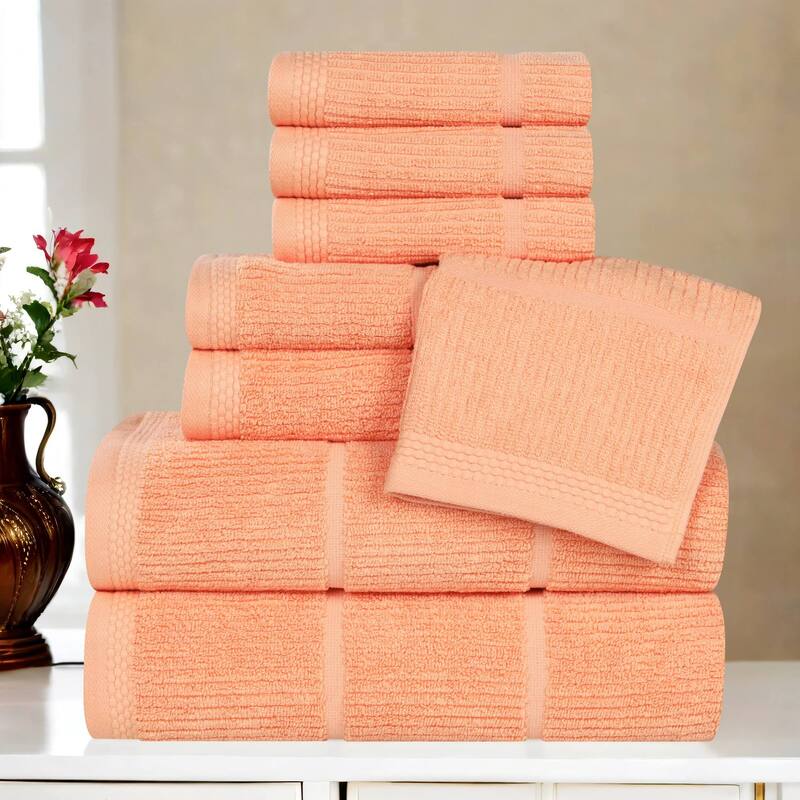 Superior Milo Smart Twist Viscose Cotton Blend 8 Piece Towel Set - Peach