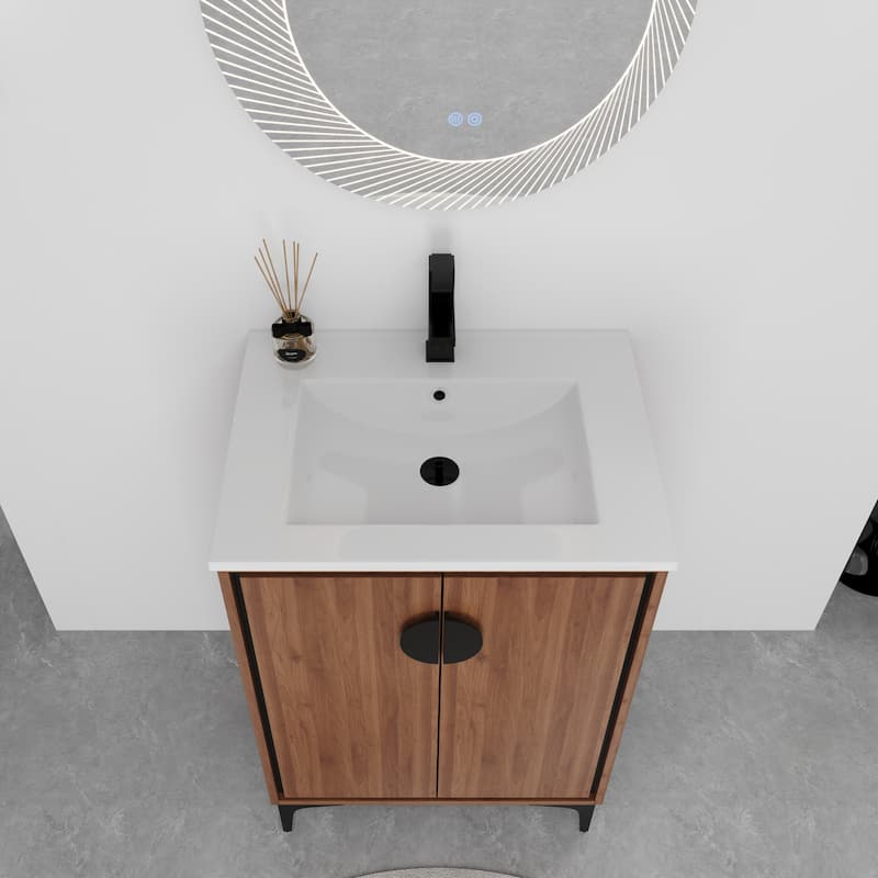 Malwee 24"/30" FreeStanding Bathroom Vanity, Floor Stand Bathroom Vanity with Sink,Soft Close Door and Adjustable shelf