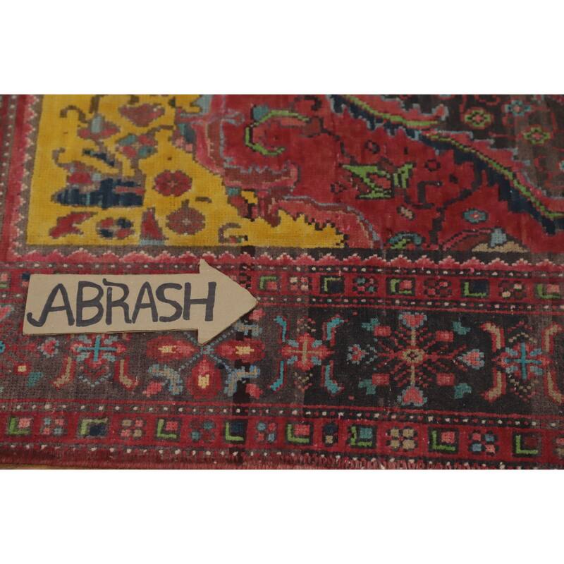 Hand Knotted Oriental 100% Wool Carpet Traditional Floral Red Tabriz Runner Rug - 10' 9'' X 3' 10''