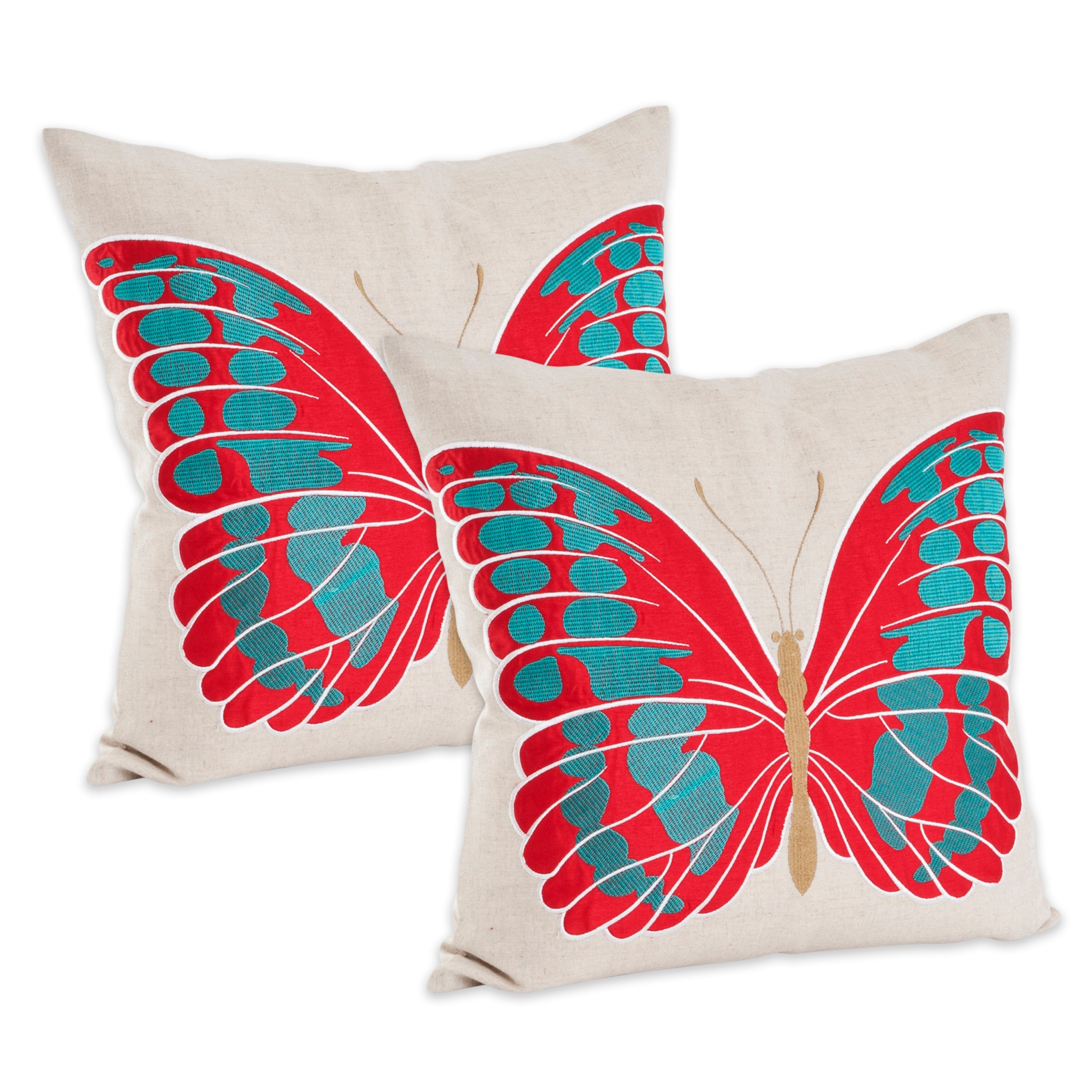 Embroidered Throw Pillow Cover With Applique Design Set Of 2 On Sale Overstock 31912107