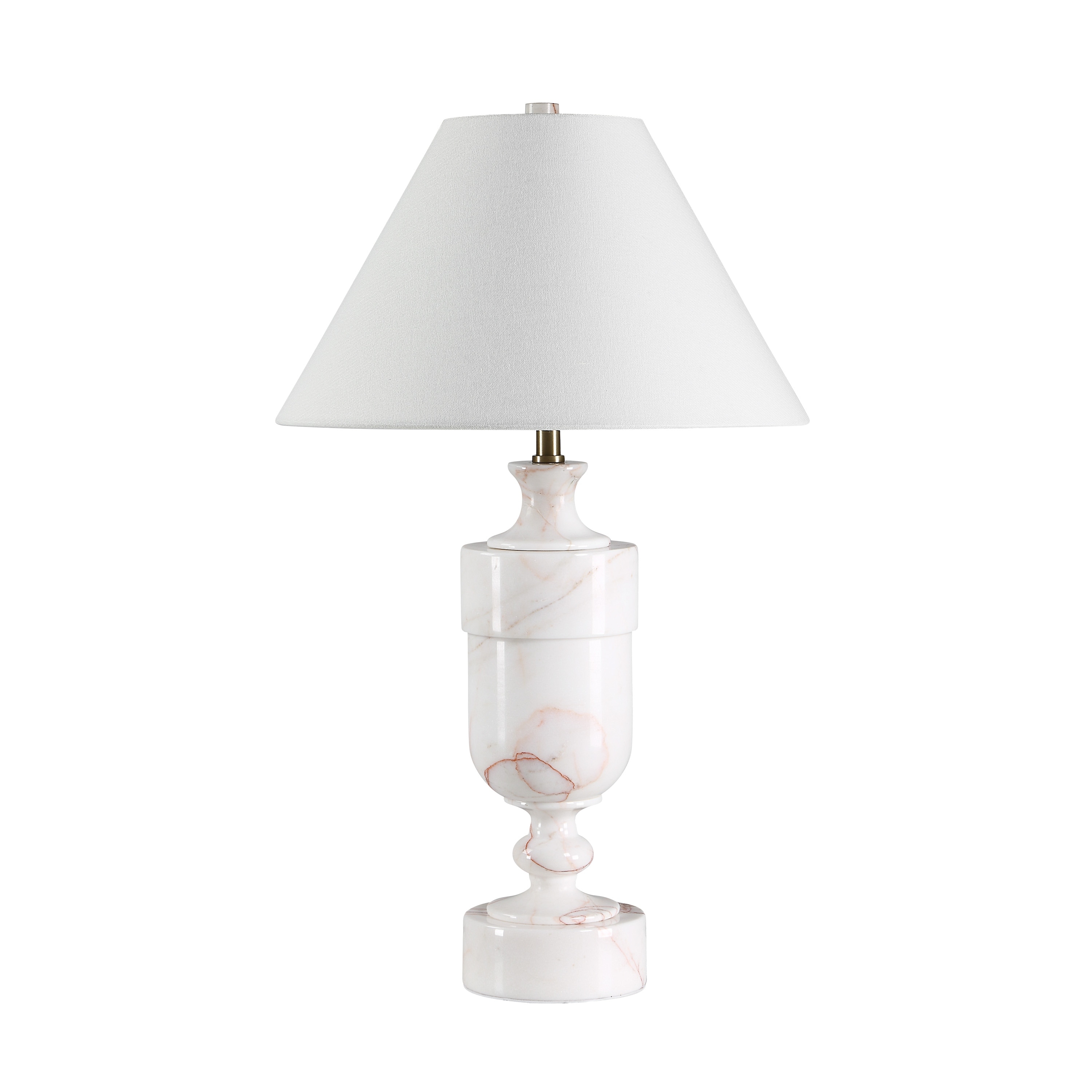 Renwil Katn 26" Tall White Botochino Marble Table Lamp with Tapered Linen Shade