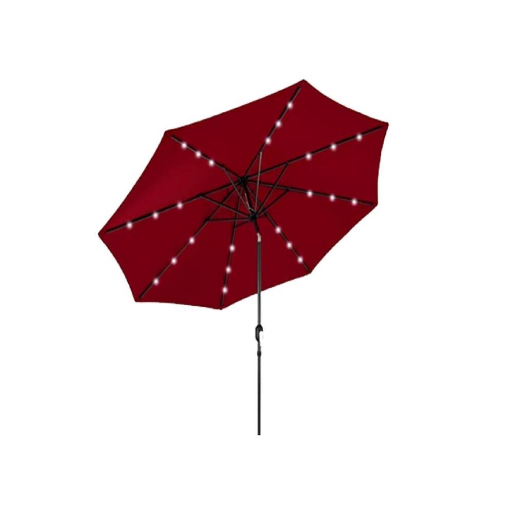 AZ Patio Heaters Solar Market Umbrella with LED Lights in Red