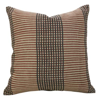 Fabdivine Handmade Floral Linen Cushioncase for Sofa Couch Bed Home Decor Accent Block Print Brown or Black, Amayra