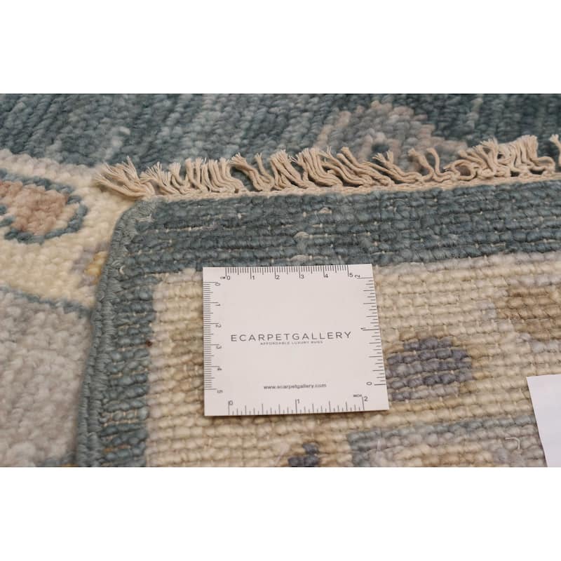 ECARPETGALLERY Hand-knotted Modern Oushak Teal Wool Rug - 8' 10" x 11' 9"