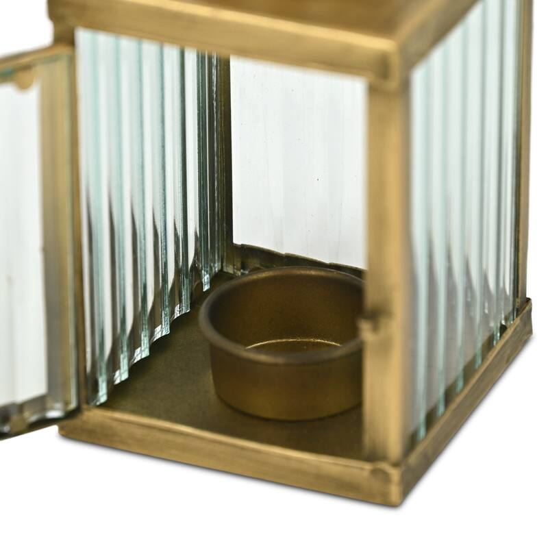 Marzanna 6.75" Fluted Glass & Metal Lantern - N/A