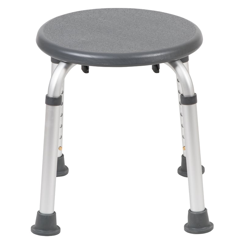 Tool-Free 300 Lb. Capacity, Adjustable White Bath & Shower Stool - 14.25"D x 14.25"W x 14" - 20.75"H
