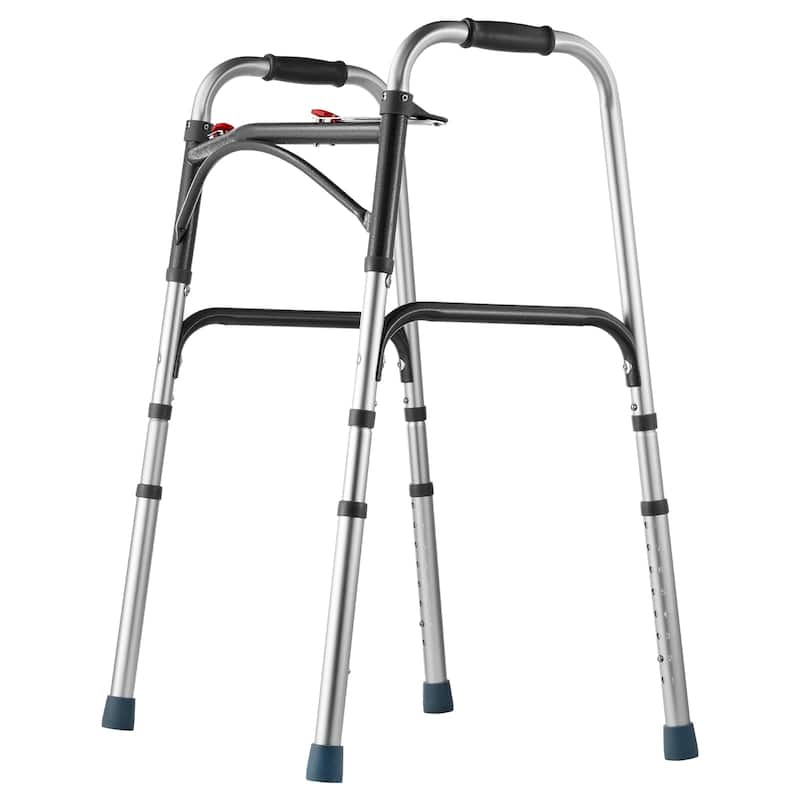 Folding Walker, 2-Button Folding Walkers, Front Wheeled Rolling Walkers for Seniors and Adults, Up to 350 Pounds - no wheels