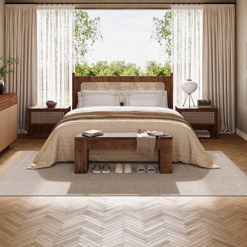 47.24 Inches Solid Wood Bench for Bedroom End of Bed