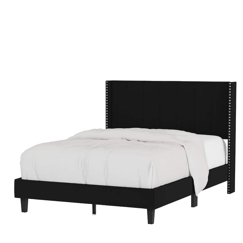Modern Upholstered Tufted Headboard Platform Bed Frame