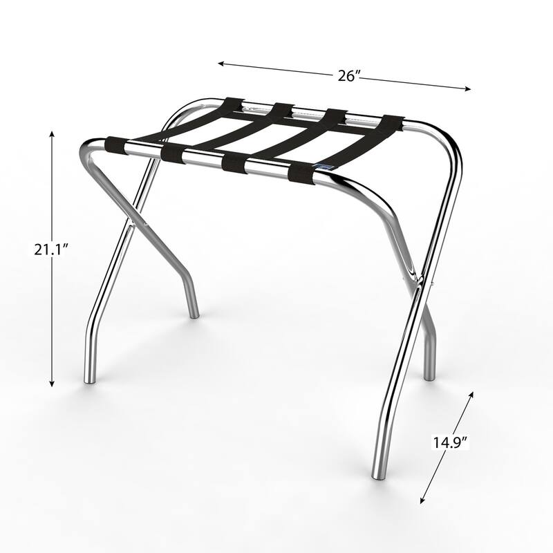 Chrome Folding Luggage Rack and Suitcase Stand by Lavish Home