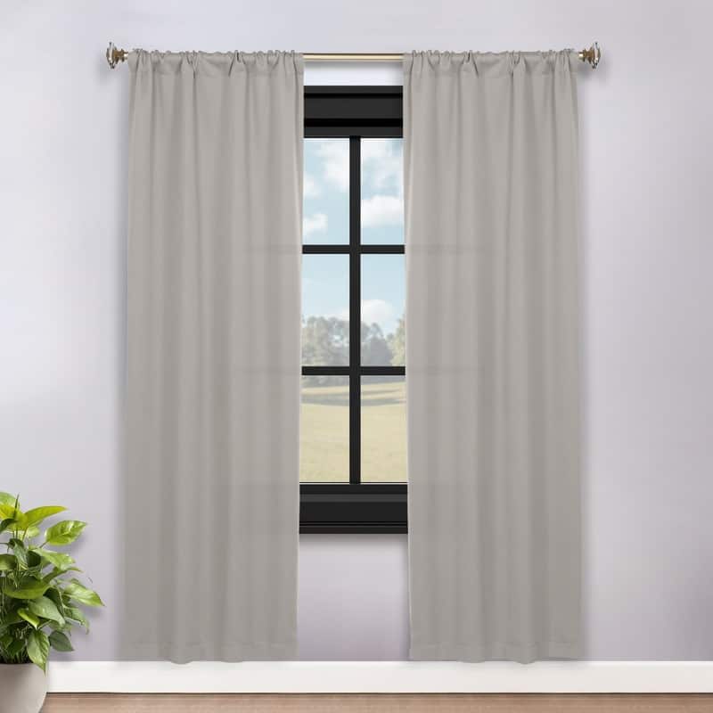 Superior Solid Machine Washable Room Darkening Semi-Blackout Curtains, Set of 2 - 36" X 78" - Chrome