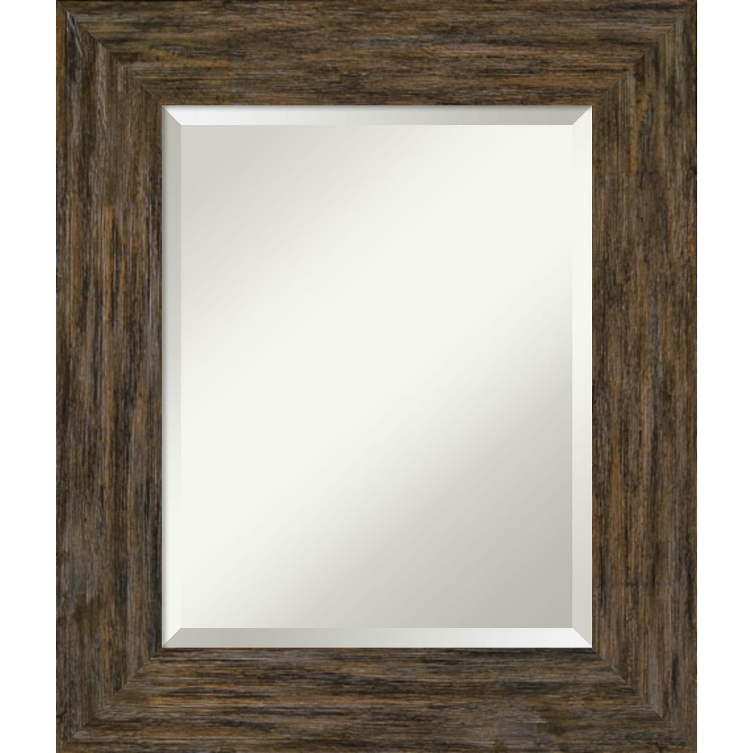 Beveled Wood Bathroom Wall Mirror - Fencepost Brown Frame