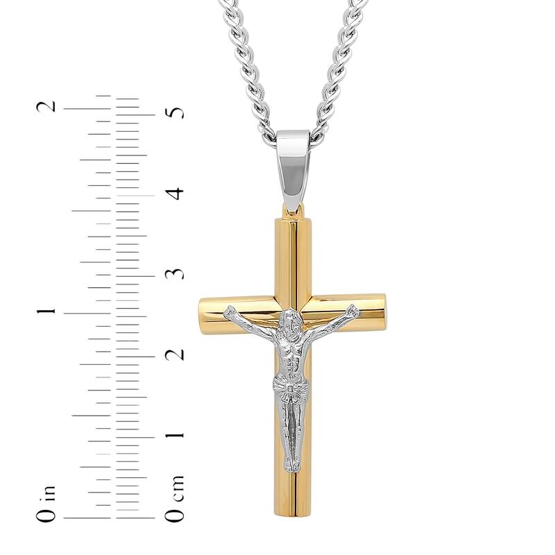 Steel Nation Stainless Steel Yellow Finish Crucifix Pendant