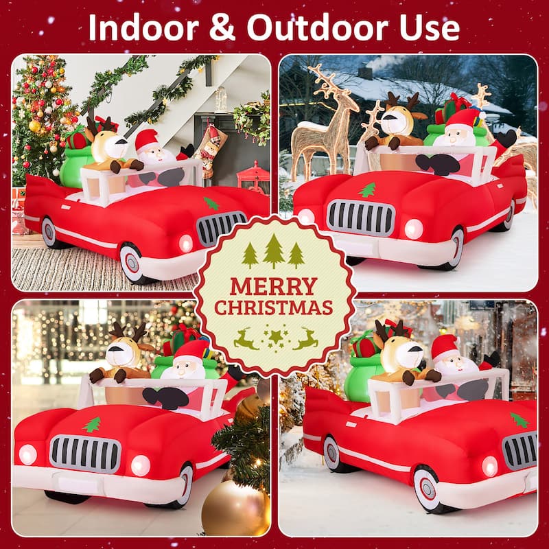 Gymax 7.7 FT Long Christmas Inflatables Lighted Xmas Inflatable Santa - See Details