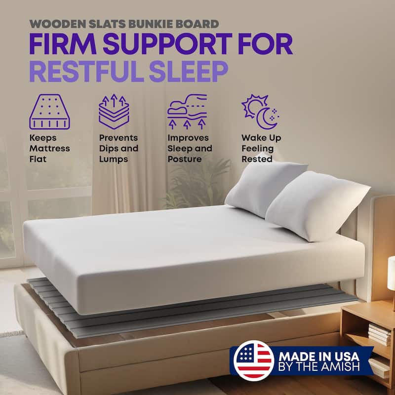 0.75" Vertical Heavy Duty Mattress Support Wooden Slats with Cover.