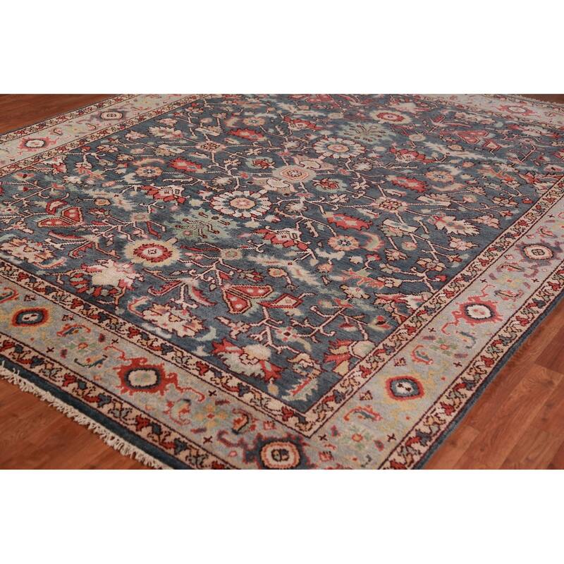 Blue Oushak Indian Area Rug Handmade Wool Carpet - 7'9"x 9'8"