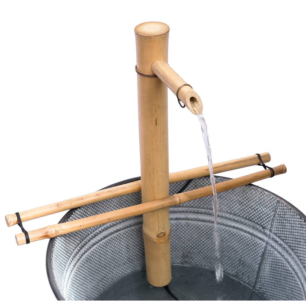 18" Bamboo Water Fountain Outdoor Garden - Adjustable Indoor Water Fountains, Zen Water Feature Outdoor Fountain