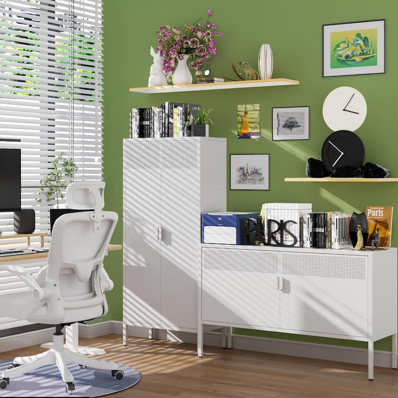 61 Inches High Metal Food Storage Cabinet, Equipped With Adjustable Shelves And Suitable For Homes And Kitchens