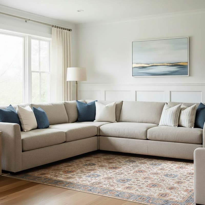 Wyatt & Ash Dream Mink Printed Chenille Rugs - Neutral - 9' x 12'