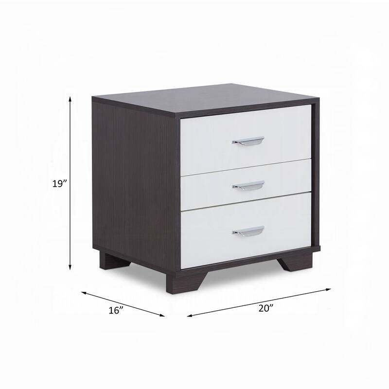 Two-tone Finish Nightstand with 3 Drawers