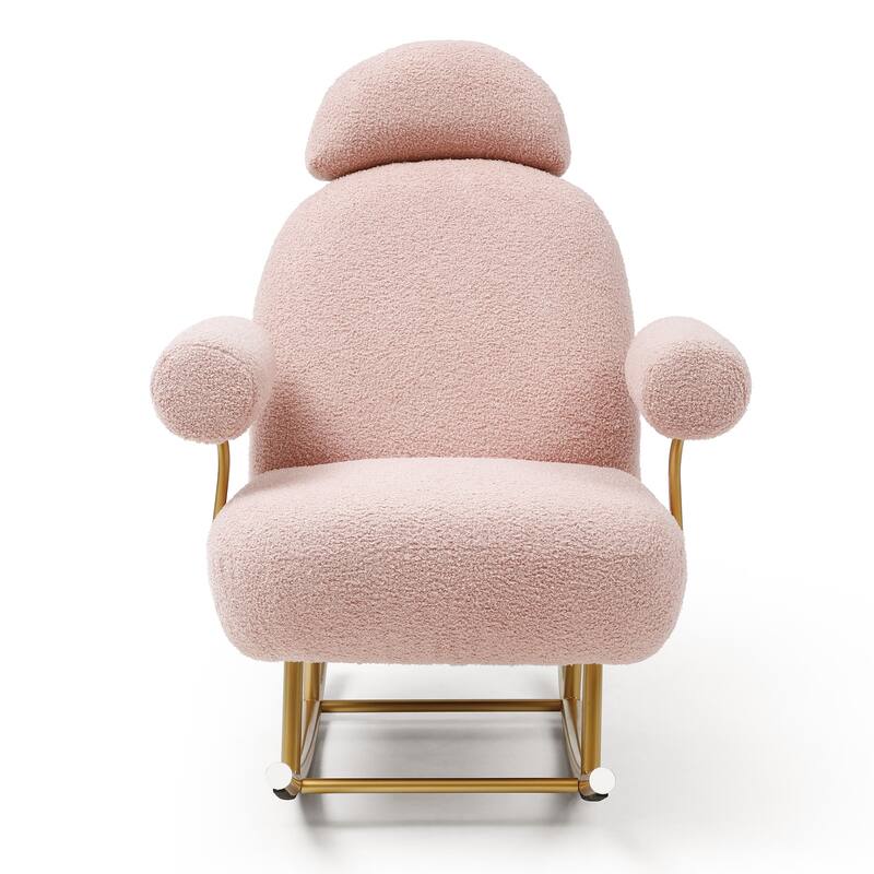 Modern 38.2" High Back Upholstered Rocking Chair with Gold Metal Frame for Living Room