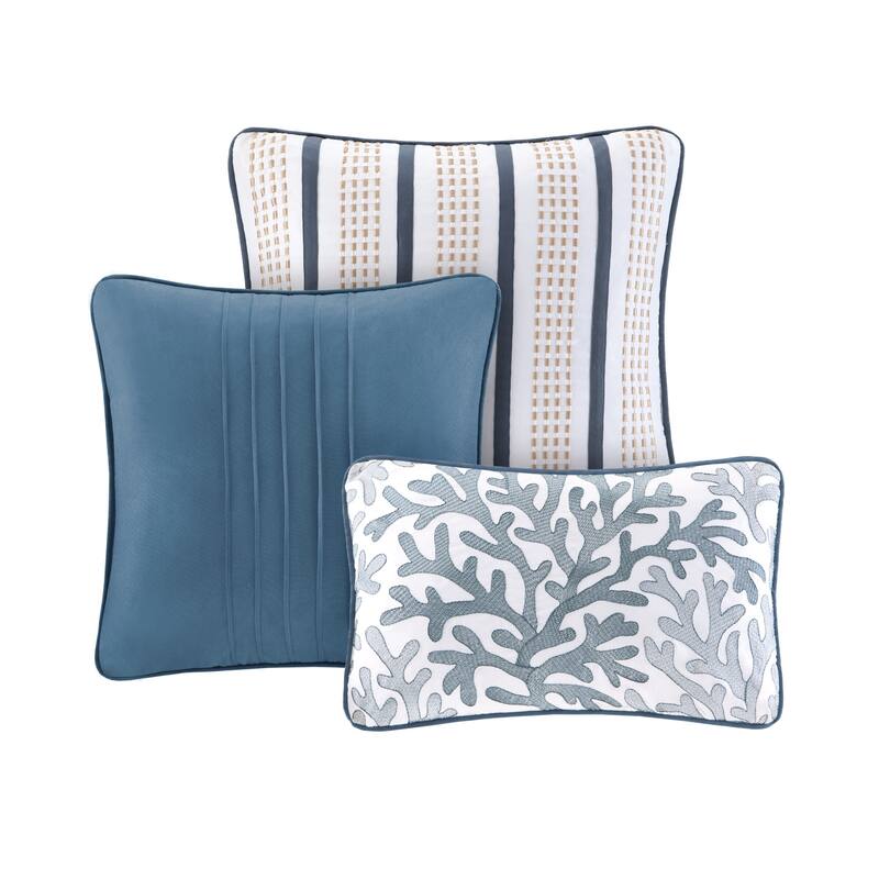 GDF Studio - Bayside Reversible Brushed Microfiber Quilt Set with Decorative Pillows